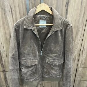 Mango Men's Taupe Suede Bomber Jacket